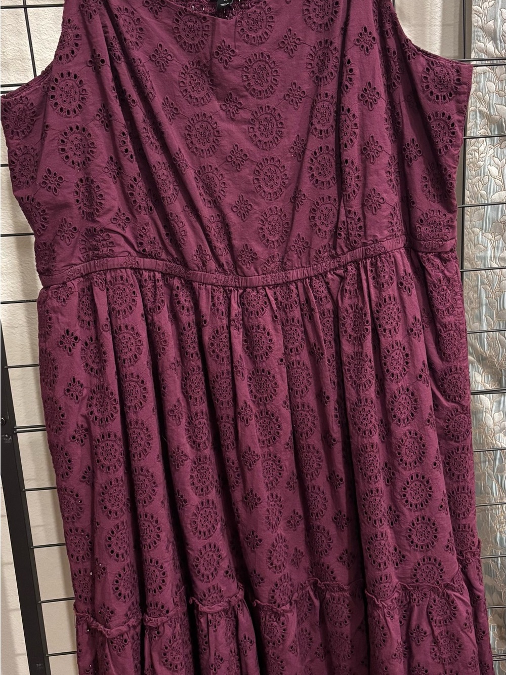 Lane Bryant Plum Eyelet Cold-Shoulder Midi Dress Size 22 (100% Cotton)